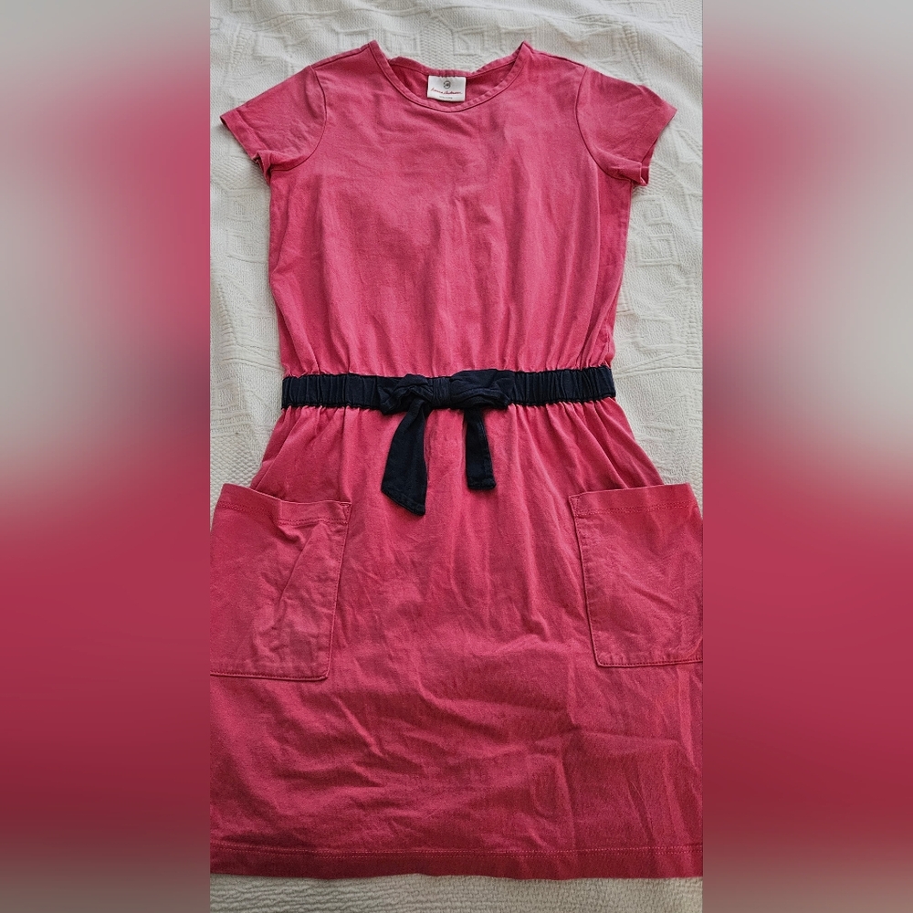 Hanna Andersson Pink and navy blue girls dress 140 12
